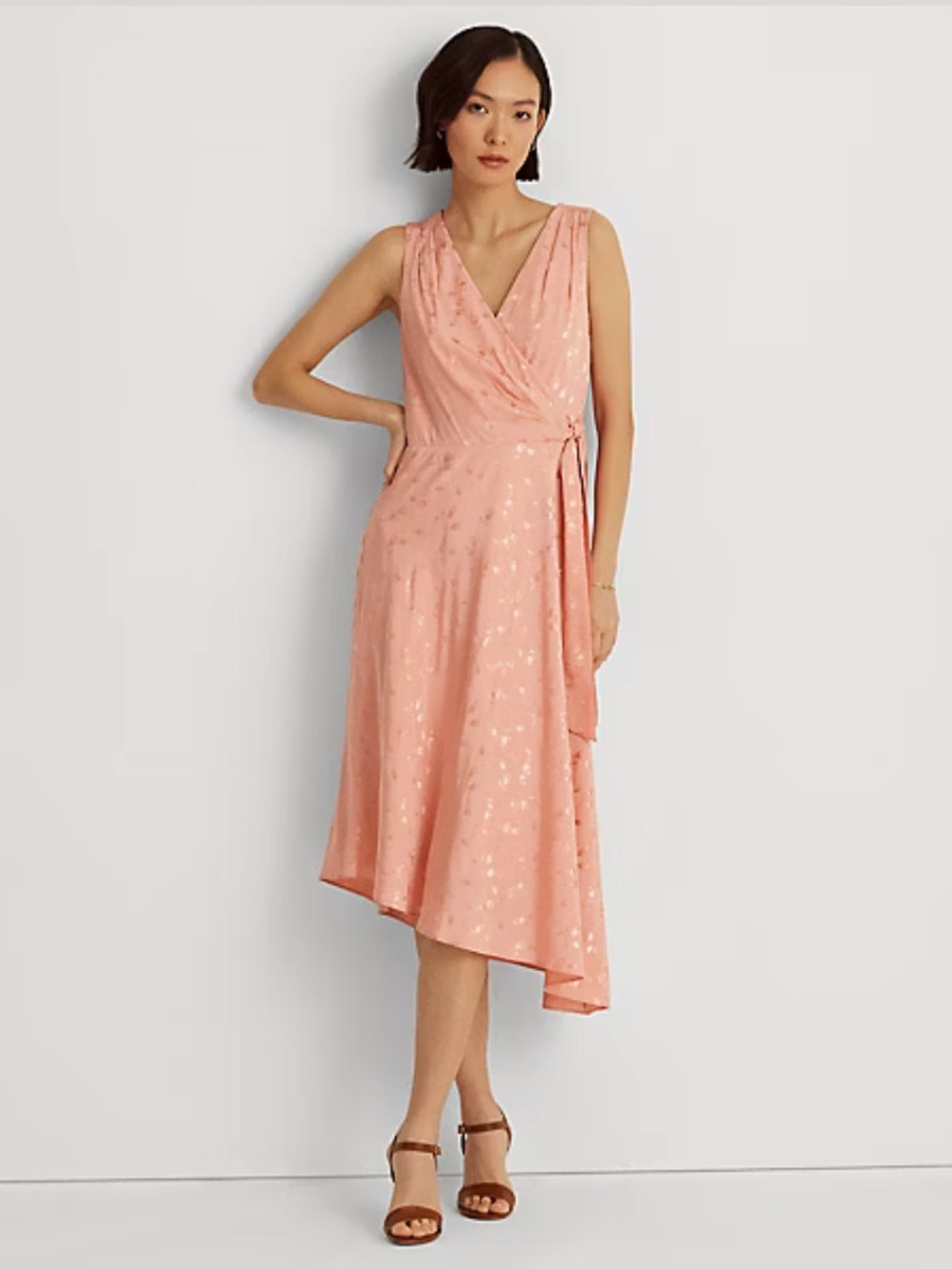 NWT Ralph Lauren Floral Sleeveless Jacquard Dress 8 pink